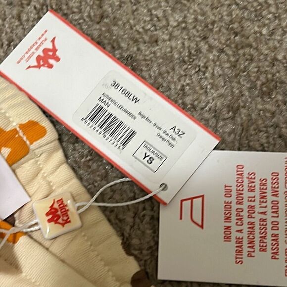 Kappa Size 6 Youth Sneek Man Multicolor Logo Joggers Sweatpants Beige Streetwear - Picture 11 of 12